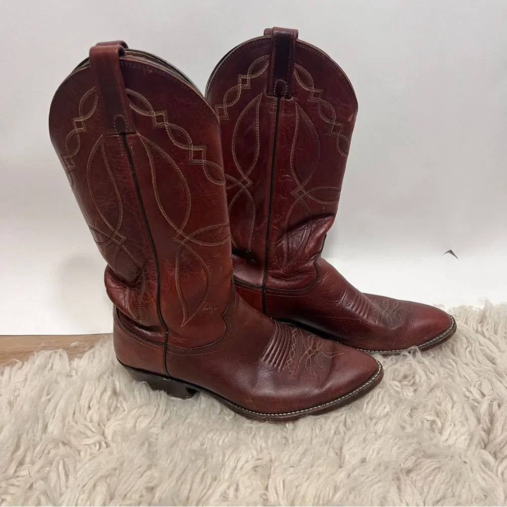 Dan Post Leather Stitched Cowboy Western Boots